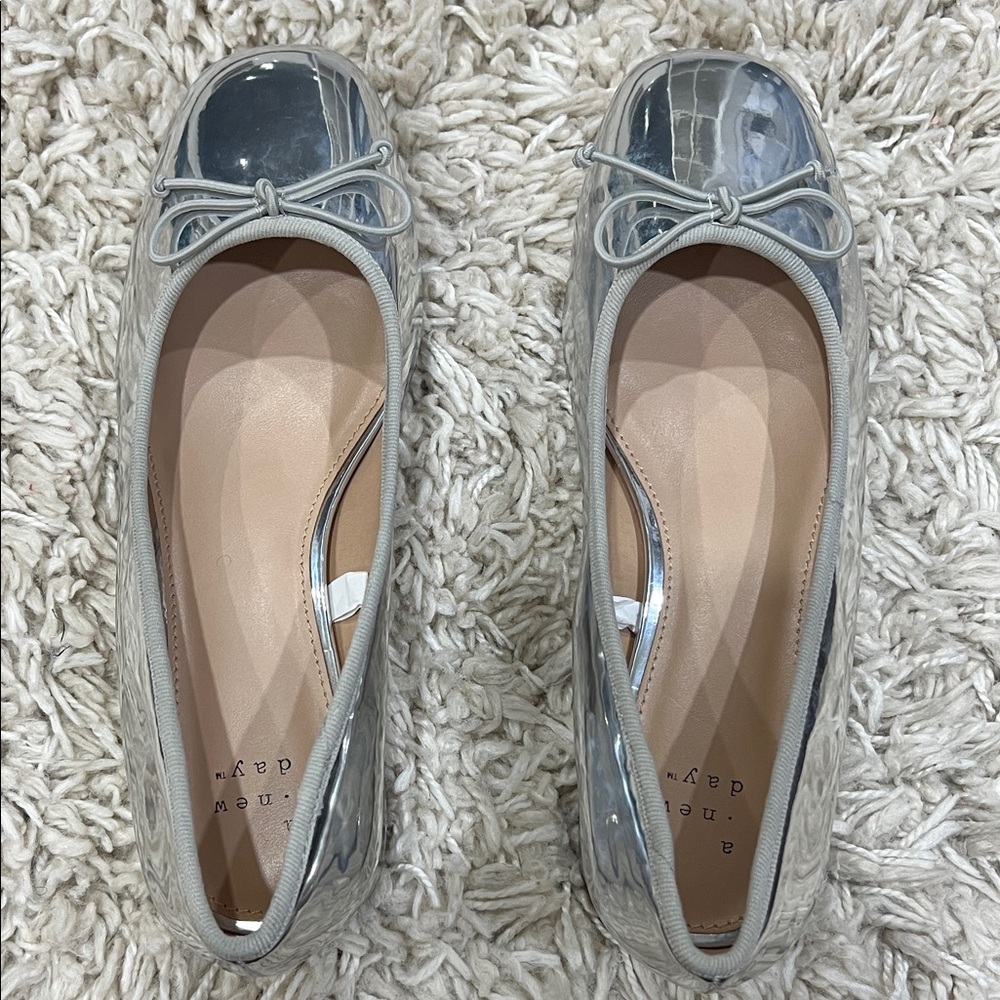 a new day Gray Patent Loafers with Bow